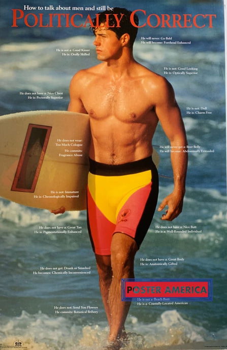 Politically Correct Surfing & Novelty Poster 22.5 X 35 Vintage Poster