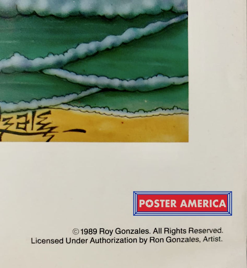 Load image into Gallery viewer, Pray For Surfing By Roy Gonzales 1989 Vintage Poster 23 X 35 Vintage Poster

