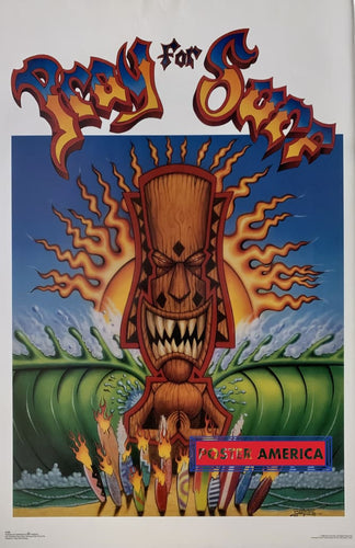 Pray For Surfing By Roy Gonzales 1989 Vintage Poster 23 X 35 Vintage Poster
