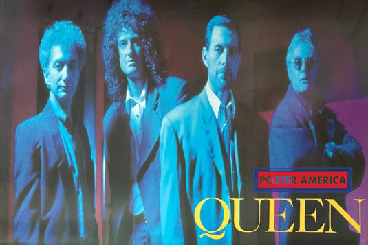 Queen Blue Tint Band Shot Original 90S Uk Poster 23.5 X 34.5 Vintage Poster