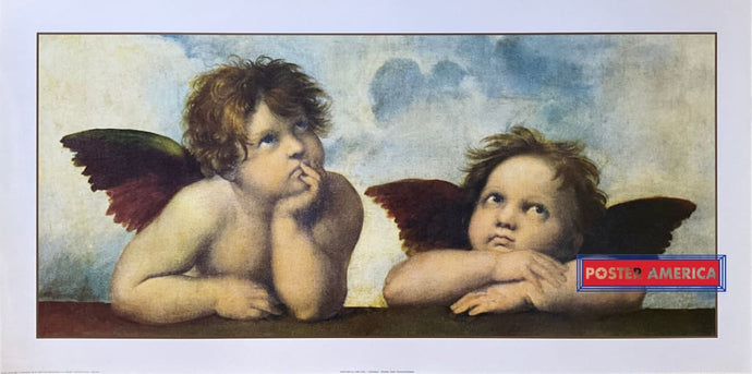 Raffaello Cherubs Sistine Madonna Detail Vintage Italian Import Art Print 19.5 X 39