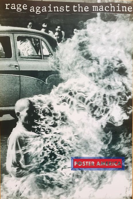 Rage Against The Machine Of Monk On Fire Protest Vintage 2000 Uk Import Poster 24 X 36