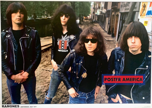 Ramones Amsterdam July 1977 Group Shot Uk Poster 23.5 X 33