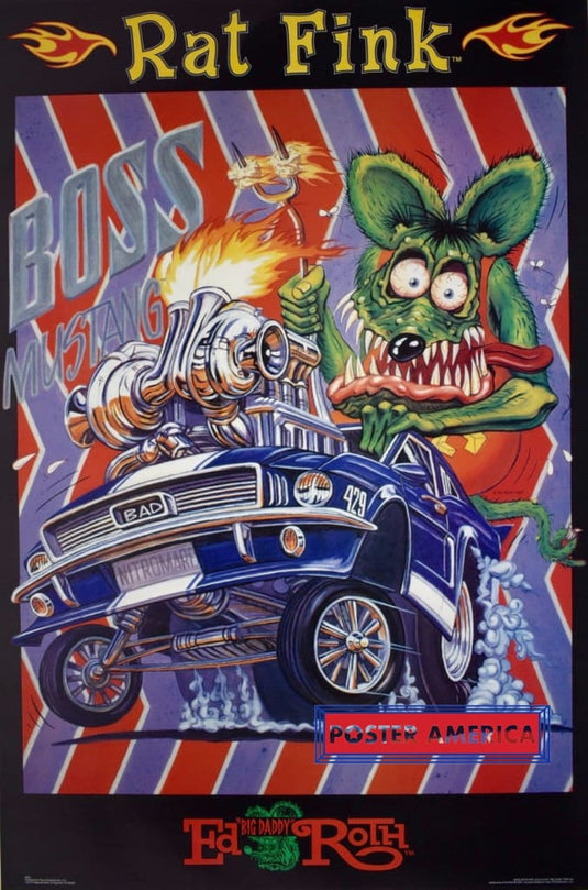 Rat Fink Art By Ed Big Daddy Roth Boss Mustang Vintage Poster 24 X 36 Vintage Poster