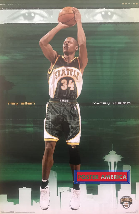 Ray Allen X-Ray Vision Vintage Sonics Poster Seattle Supersonics