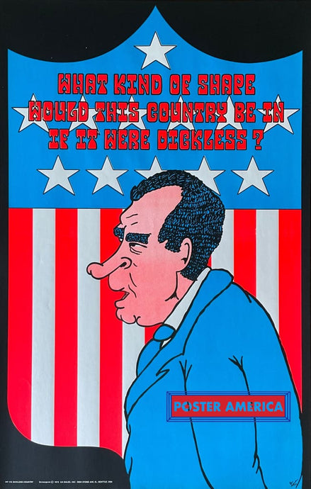 Richard Nixon Dickless Country Original Vintage 1972 Black Light Poster 22 X 34 Posters Prints &