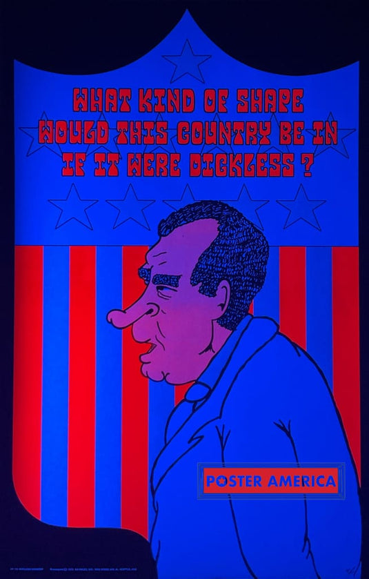 Richard Nixon Dickless Country Original Vintage 1972 Black Light Poster 22 X 34 Posters Prints &