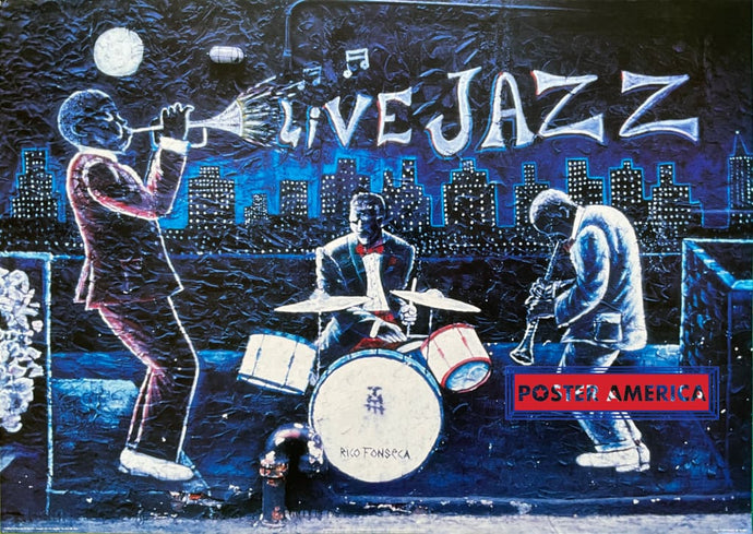 Rico Fonsecas Live Jazz Wall Painting Vintage Art Poster 24 X 34