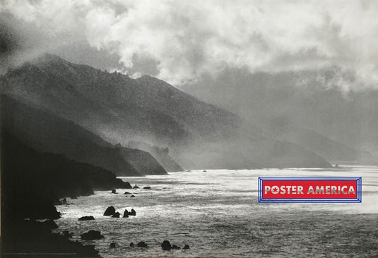 Rocky Coastline Black & White Scenic Photography Poster 24 X 35