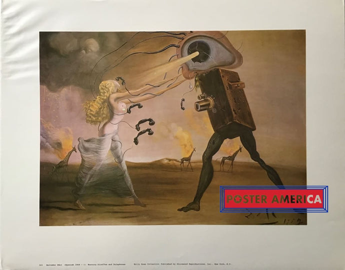 Salvador Dali Burning Giraffes And Telephones Poster 22.5 X 28.5