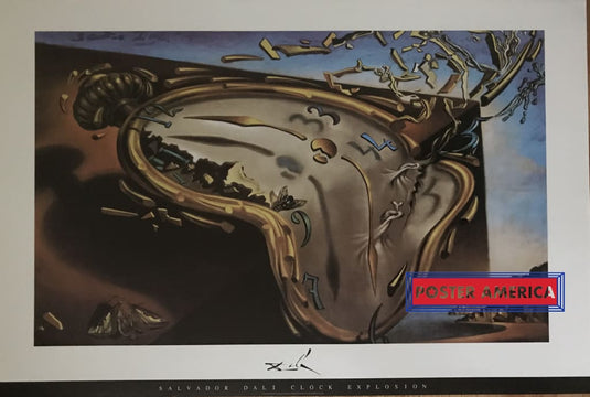 Salvador Dali Clock Explosion New Poster 24 X 36 With Moth