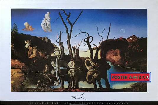 Salvador Dali Swans Reflecting Elephants Poster 24 X 36
