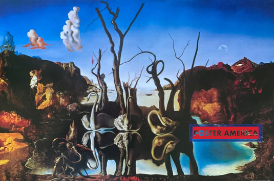 Salvador Dali Swans Reflecting Elephants Poster 24 X 36
