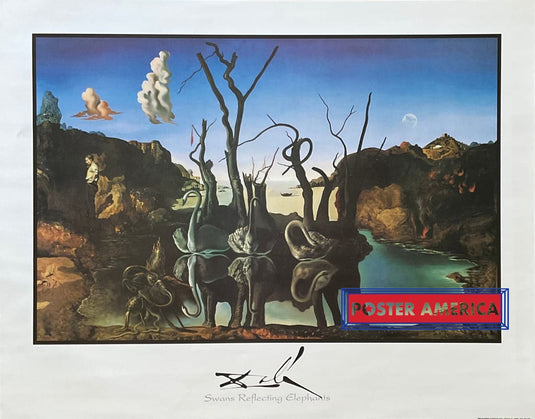 Xxx - Salvador Dali Swans Reflecting Elephants Vintage Art Print 22 X 28 Posters Prints & Visual