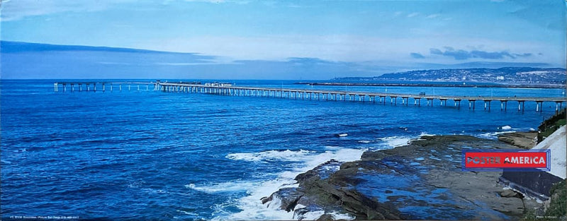 Load image into Gallery viewer, San Diego Ocean Beach Pier Vintage Photography Slim Print Poster 11 X 28
