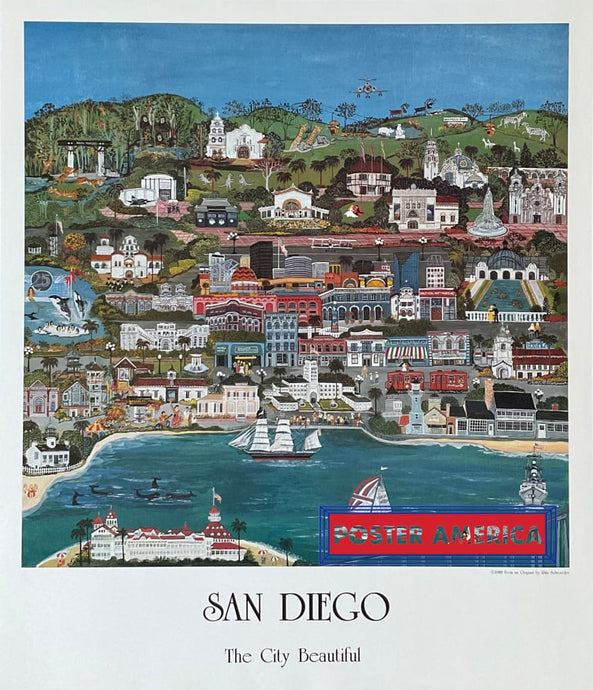 San Diego The City Beautiful Collage Of Landmarks 1988 Poster 24 X 28 Posters Prints & Visual