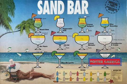 Sand Bar Official 1991 Spring Break Edition Vintage 23 X 35 Poster