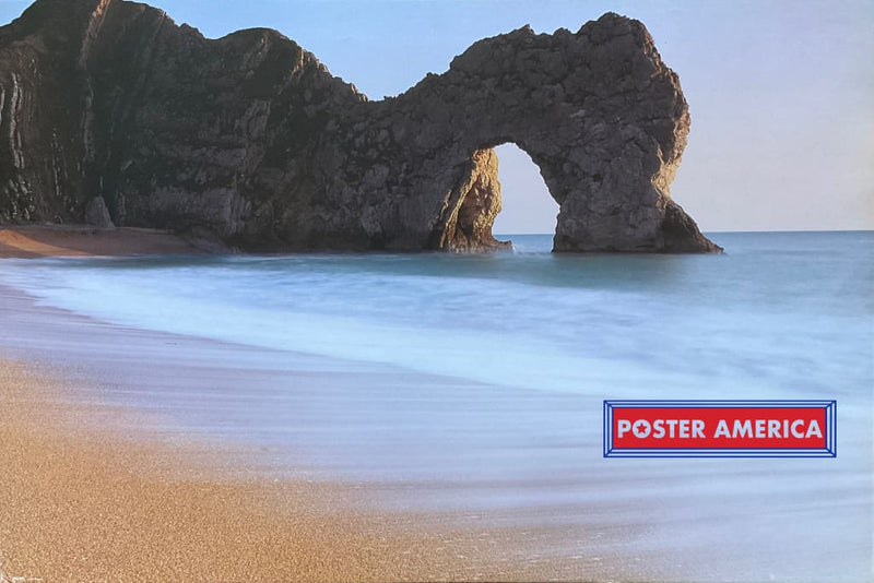 Load image into Gallery viewer, Sandy Beach With Rock Formation Shot Scenic Poster 24 X 36 Vintage Poster
