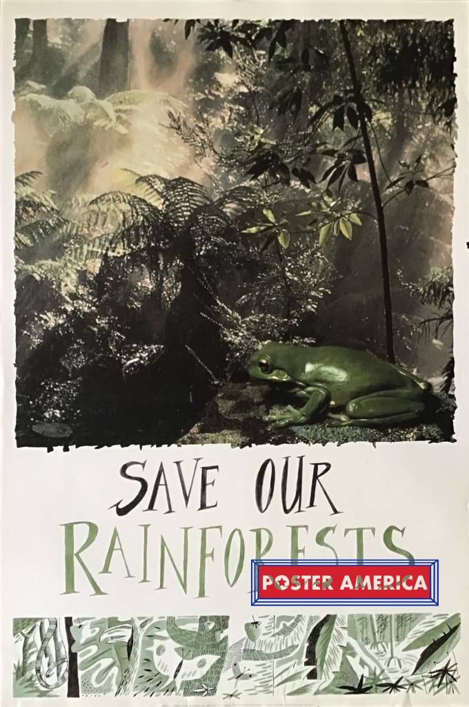 Load image into Gallery viewer, Save Our Rainforests Vintage British Import Art Poster 23.5 X 35
