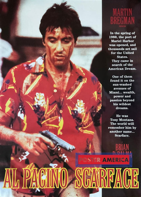 Scarface Al Pacino Rare Bloody Red Hawaiian Shirt Poster 24 x 33.5 Vintage Poster