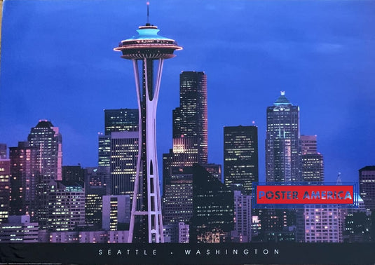 Seattle Washington The Space Needle Vintage Poster 24 X 35 Downtown In Background
