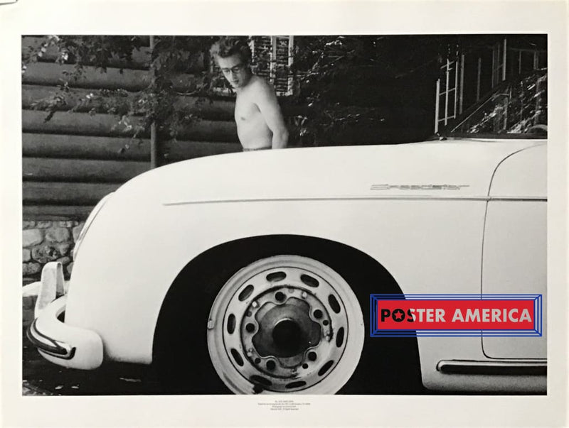 Load image into Gallery viewer, Shirtless James Dean Porsche Speedster Vintage Poster 19 X 25
