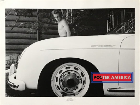 Shirtless James Dean Porsche Speedster Vintage Poster 19 X 25