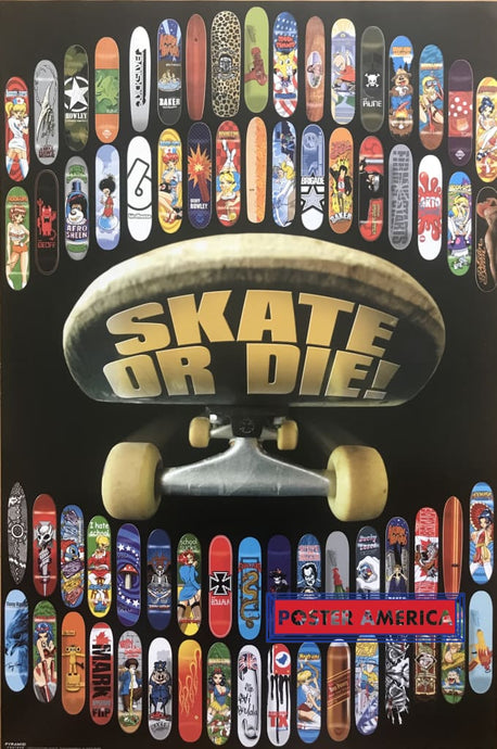 Skate Or Die Assorted Deck Art Vintage 2002 Uk Import Poster 24 X 36
