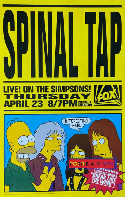 Spinal Tap Live On The Simpsons Vintage 1992 One Sheet Promo Poster 25 X 39 One Sheet