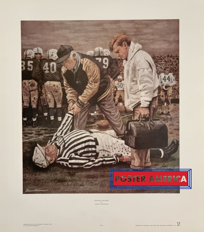 Load image into Gallery viewer, Sporting Incident Saturday Evening Post 1950 Steven Dohanos Poster 22.5 X 19.5 Vintage Poster
