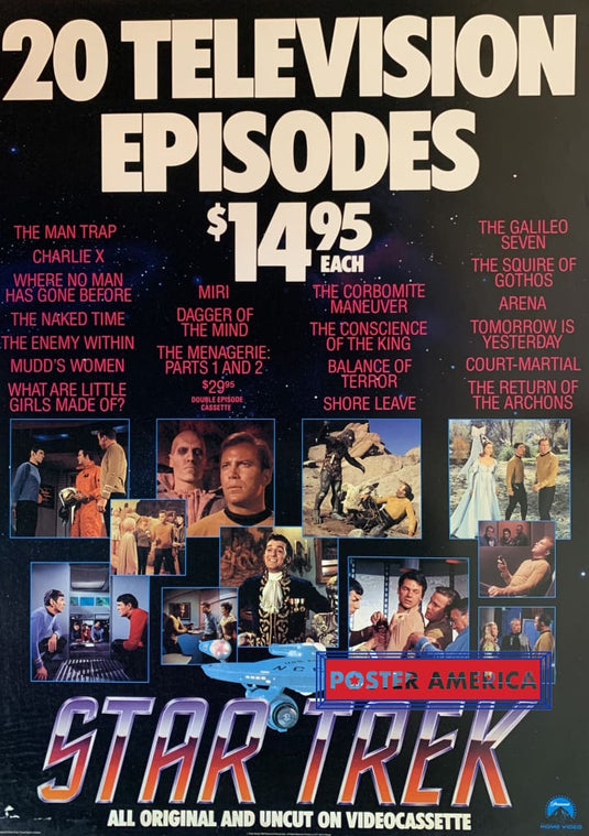 Star Trek Paramount Home Video Vintage 1985 Videocassette Promo Poster 23 X 32 Vintage Poster
