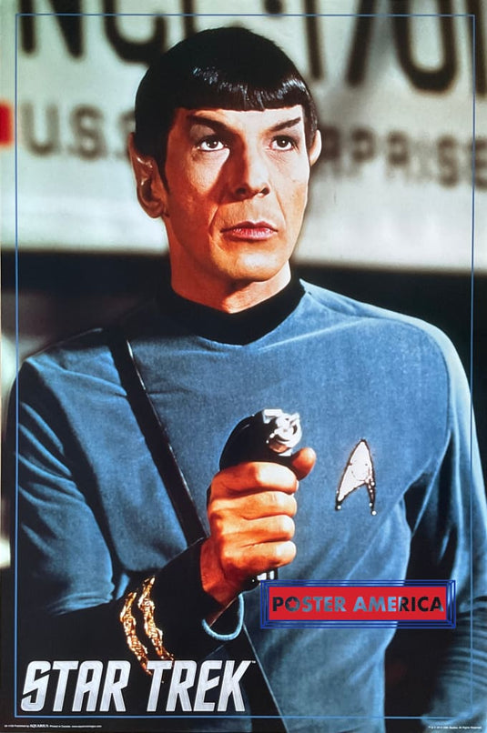 Star Trek Spock Holding A Ray Gun T.v. Show Poster 24 X 36
