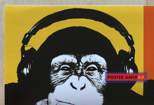 Steez Chimpanzee With Headphones Art Slim Print 12 X 36
