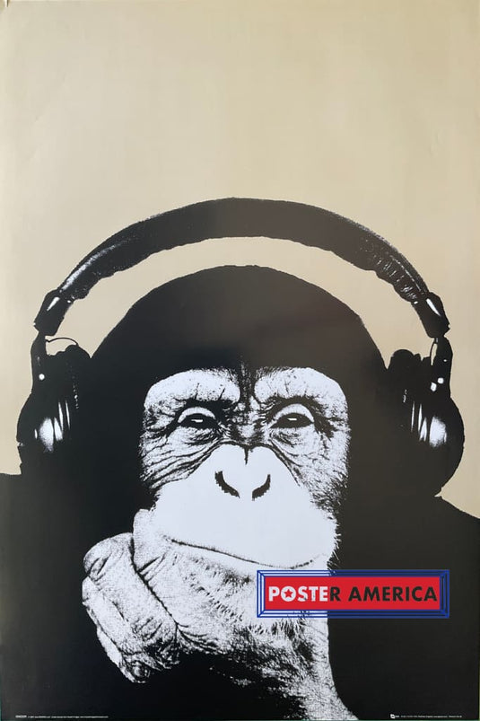 Steez Chimpanzee With Headphones Uk Import Art Poster 24 X 36
