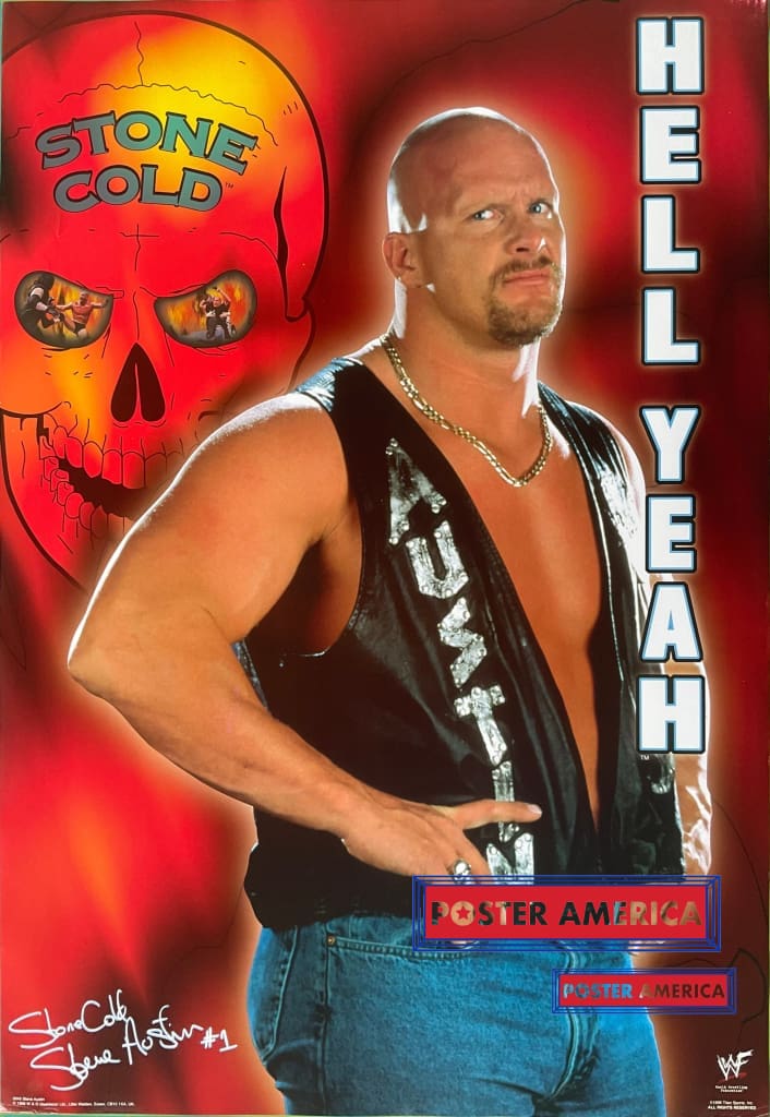 Load image into Gallery viewer, Stone Cold Steve Austin Hell Yeah Vintage Poster 24 X 36 Excellent; Both Bottom Corners Are Lightly
