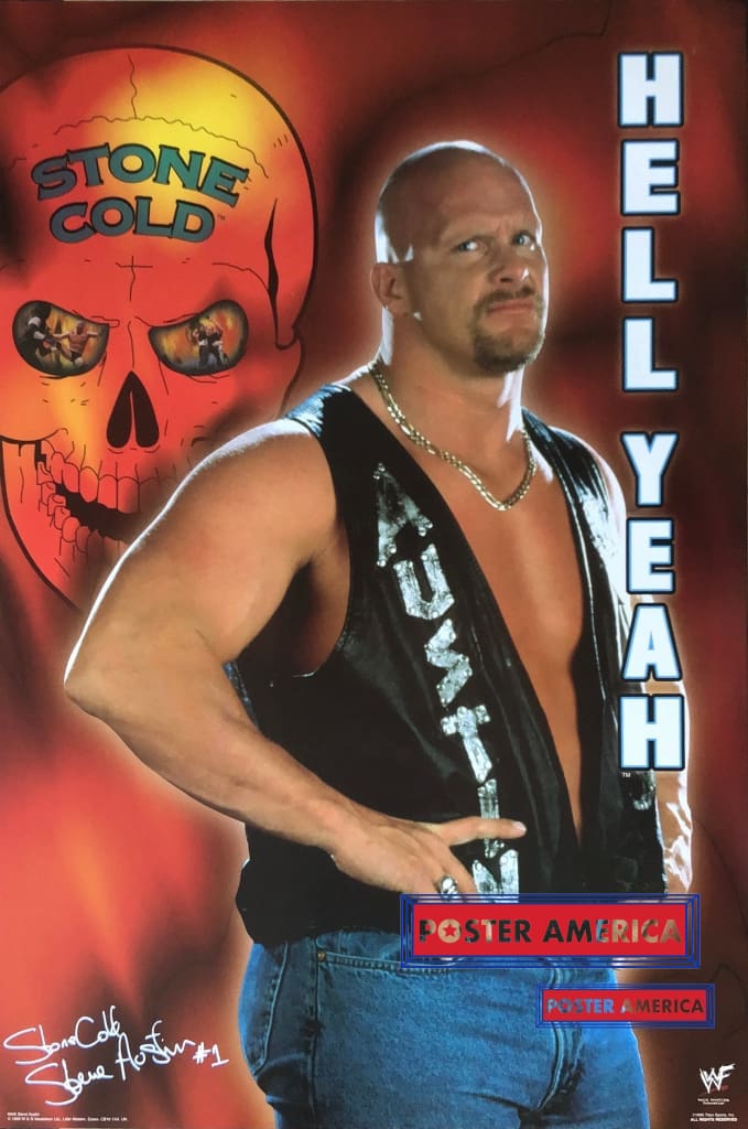 Load image into Gallery viewer, Stone Cold Steve Austin Hell Yeah Vintage Poster 24 X 36 Excellent; There Is A Small Blemish On The
