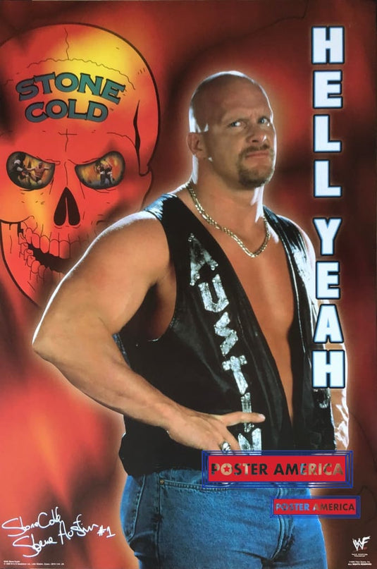 Stone Cold Steve Austin Hell Yeah Vintage Poster 24 X 36 Excellent; There Is A Small Blemish On The