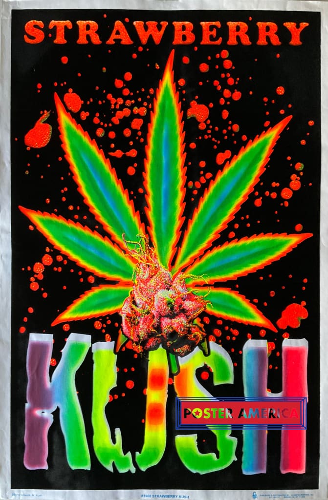 Load image into Gallery viewer, Strawberry Kush Novelty Black Light Poster 23 X 35
