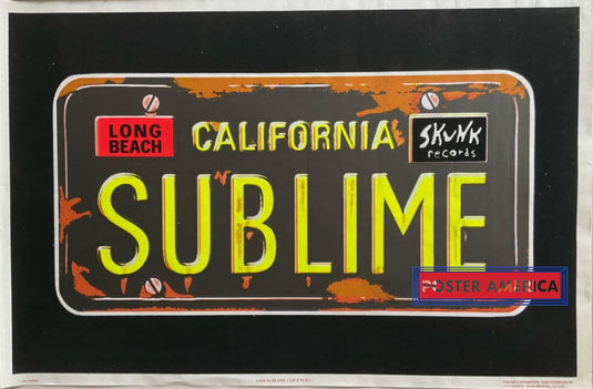 Sublime Licence Plate Blacklight With Flock Material Poster Vintage 2001 23.5 X 35 Long Beach