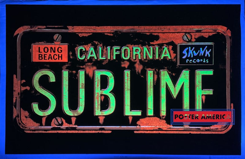 Load image into Gallery viewer, Sublime Orange License Plate Vintage Black Light Poster 23 X 35 Posters Prints &amp; Visual Artwork
