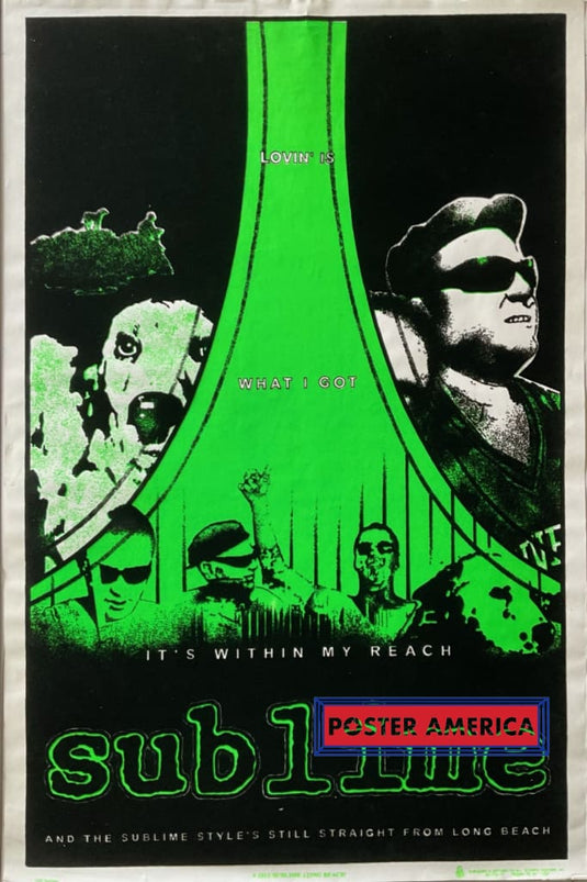 Sublime Rock Band Lovin Is What I Got Vintage Poster 2002 23 X 35 Blacklight With Flock Material