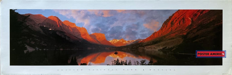 Load image into Gallery viewer, Sunrise Over St. Mary Lake Glacier National Park Montana Vintage Slim Print 12 X 36
