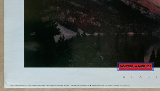 Sunrise Over St. Mary Lake Glacier National Park Montana Vintage Slim Print 12 X 36