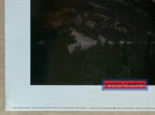 Sunrise Over St. Mary Lake Glacier National Park Montana Vintage Slim Print 12 X 36