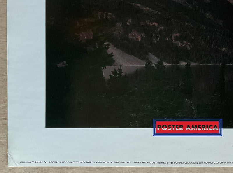 Load image into Gallery viewer, Sunrise Over St. Mary Lake Glacier National Park Montana Vintage Slim Print 12 X 36
