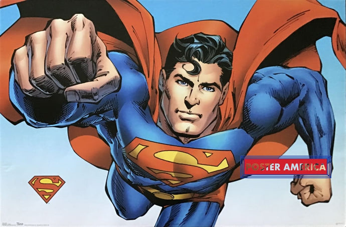 Superman Flying Cartoon Poster 22.5 X 34
