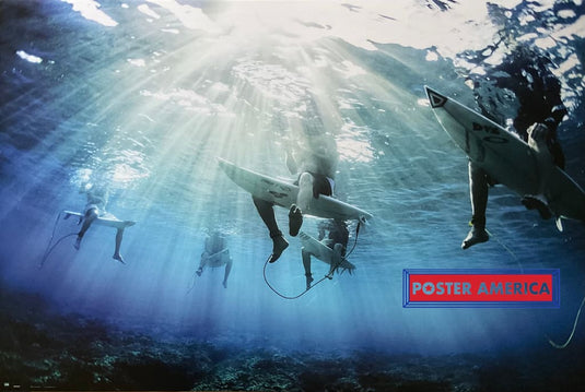 Surfers Underwater Ocean Shot Poster 24 x 36 - Poster