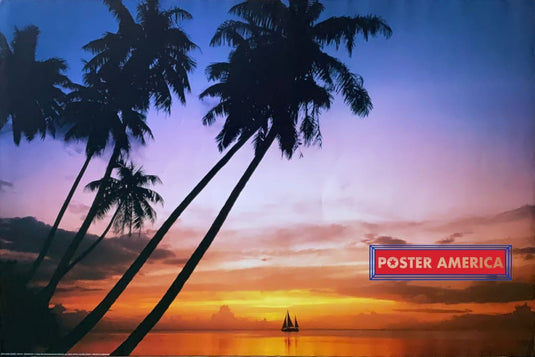 Tahiti Sunset Vintage 2002 German Import Scenic Poster 24 X 36 Vintage Poster