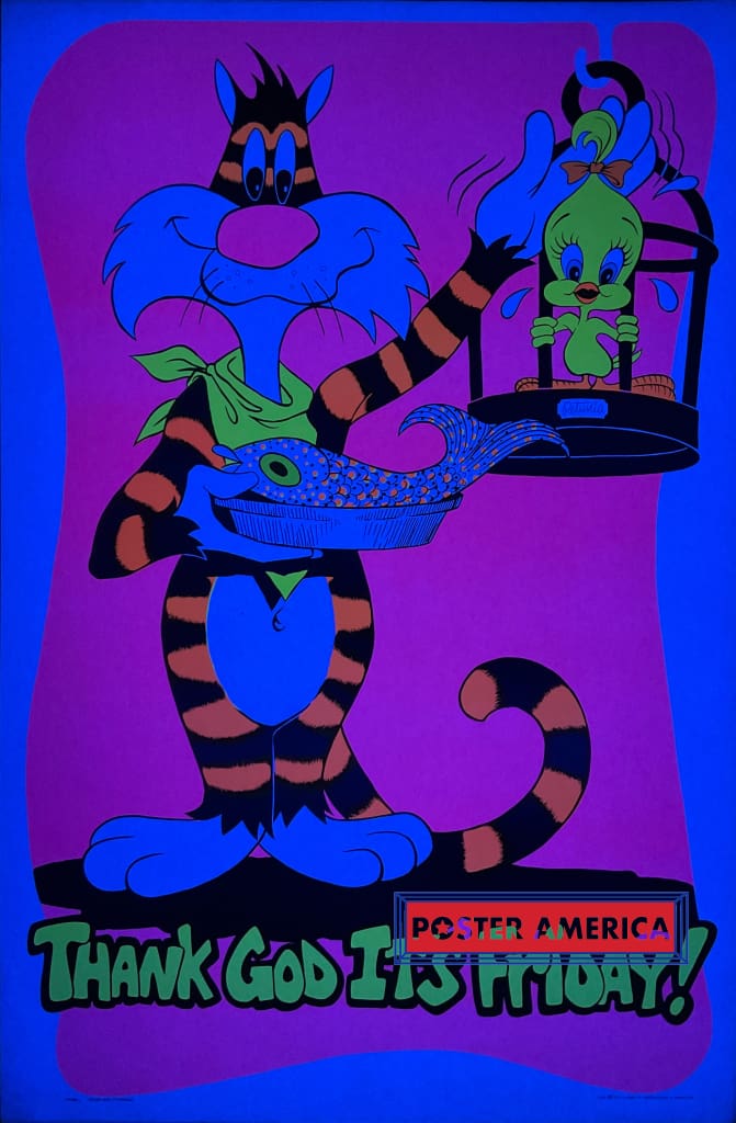 Load image into Gallery viewer, Thank God Its Friday Vintage 1973 Black Light Poster 23 X 35
