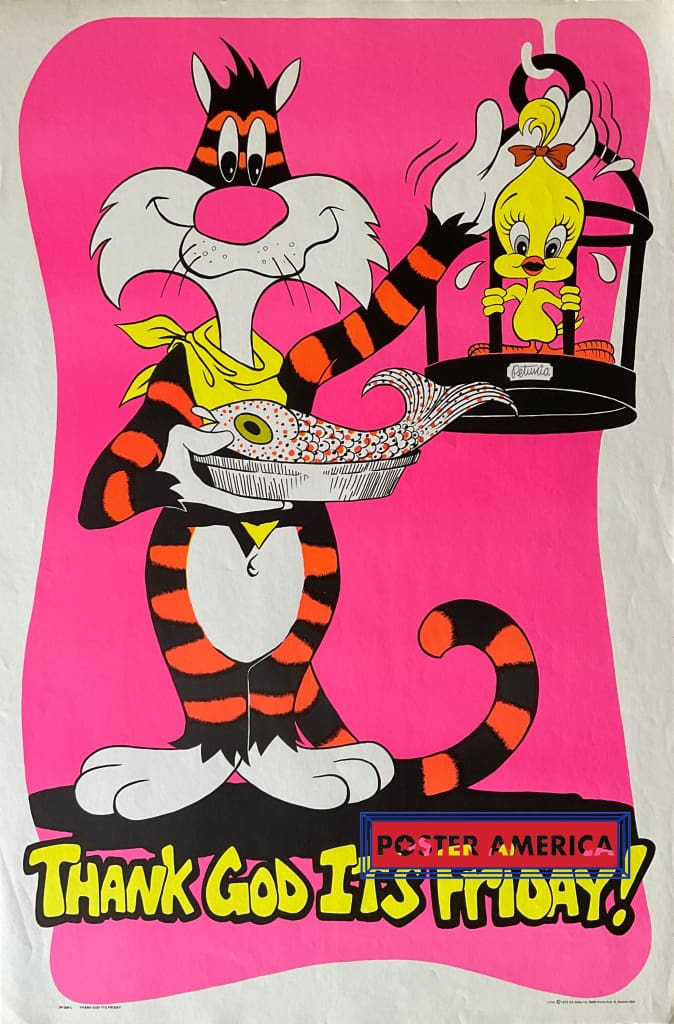 Load image into Gallery viewer, Thank God Its Friday Vintage 1973 Black Light Poster 23 X 35
